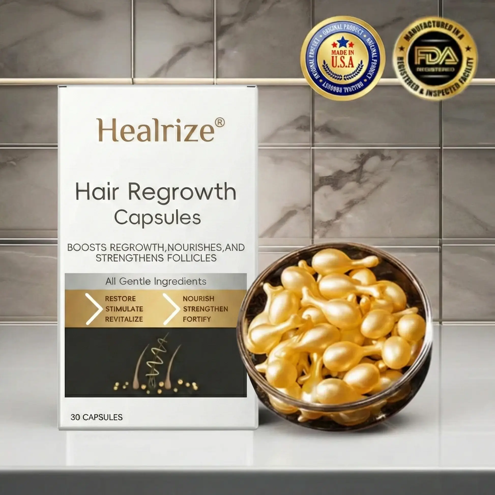 ๐ฅ๐๐๐ข๐๐ฉ๐๐-๐๐๐ข๐ ๐๐๐๐๐ง | Healrizeยฎ Hair Regrowth Capsules| Revive Follicles, Boost Hair Volume