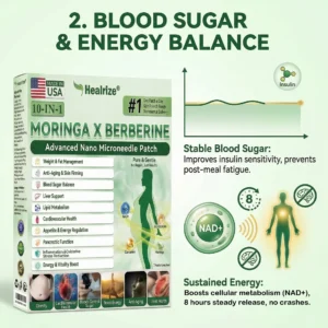 Healrize® MORINGA,BERBERINE & NDA+NMN Advanced Nano Microneedle Patch