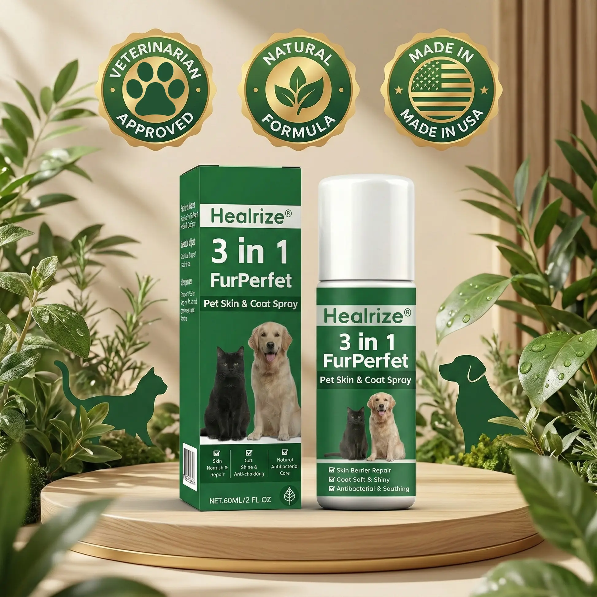 🎉New Year Sale | Healrize® 3 in 1 FurPerfect Pet Skin & Coat Spray🌿