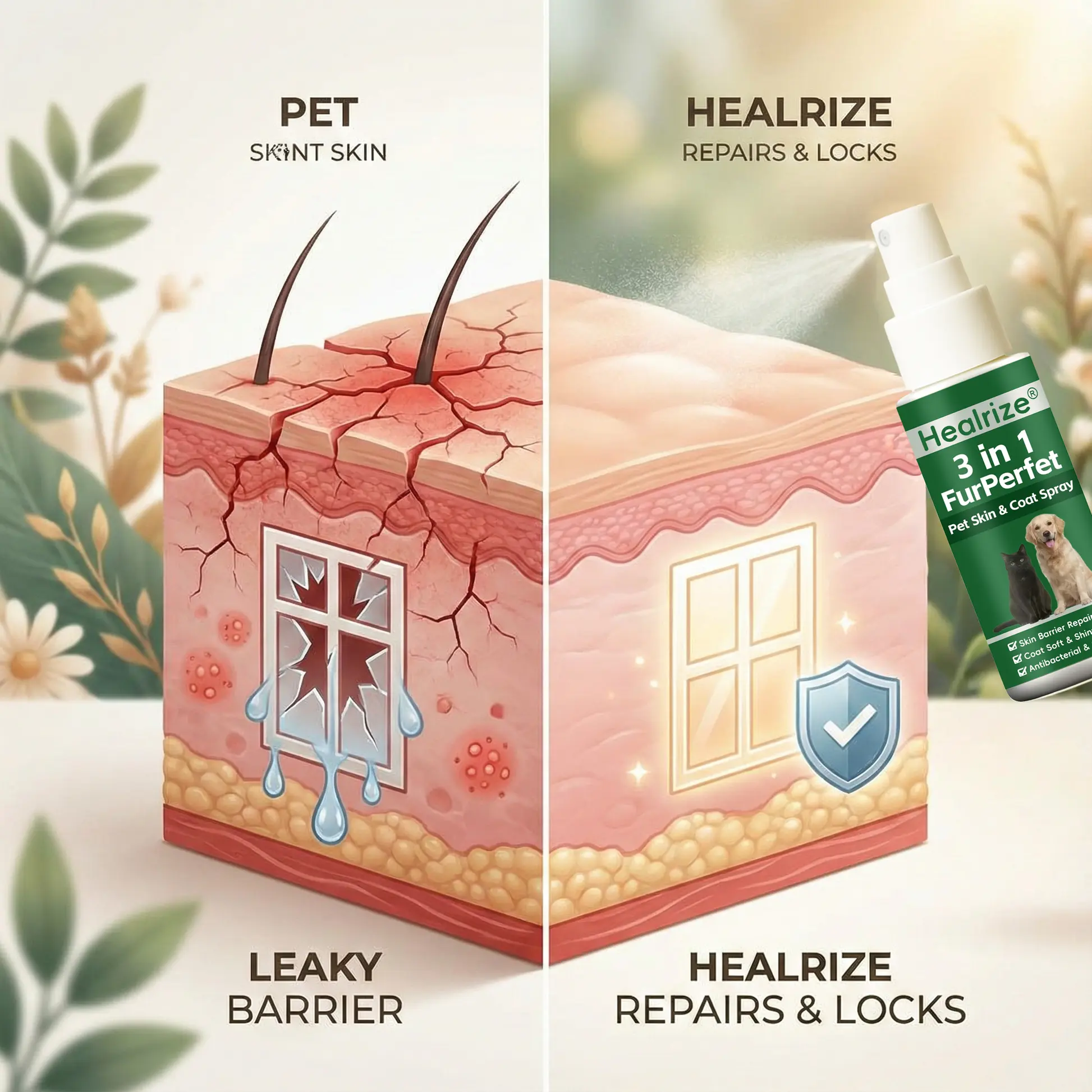 🎉New Year Sale | Healrize® 3 in 1 FurPerfect Pet Skin & Coat Spray🌿