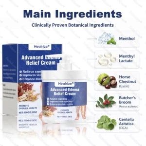 🔥Healrize® Advanced Edema Relief Cream | Herbal Soothing Ointment for Varicose Veins, Swelling & Leg Circulation🌿