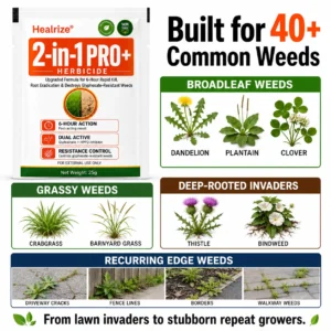 🏆🌱Healrize® Advanced 2-in-1 Pro+ Herbicide | Upgraded Formula for 6-Hour Rapid Kill, Root Eradication & Destroys Glyphosate-Resistant Weeds