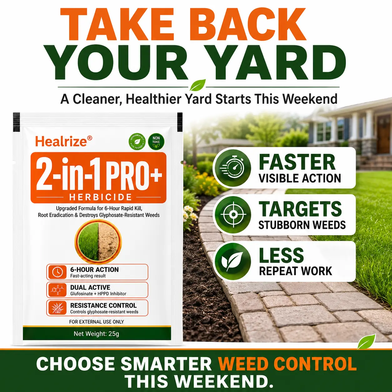 🏆🌱Healrize® Advanced 2-in-1 Pro+ Herbicide | Upgraded Formula for 6-Hour Rapid Kill, Root Eradication & Destroys Glyphosate-Resistant Weeds