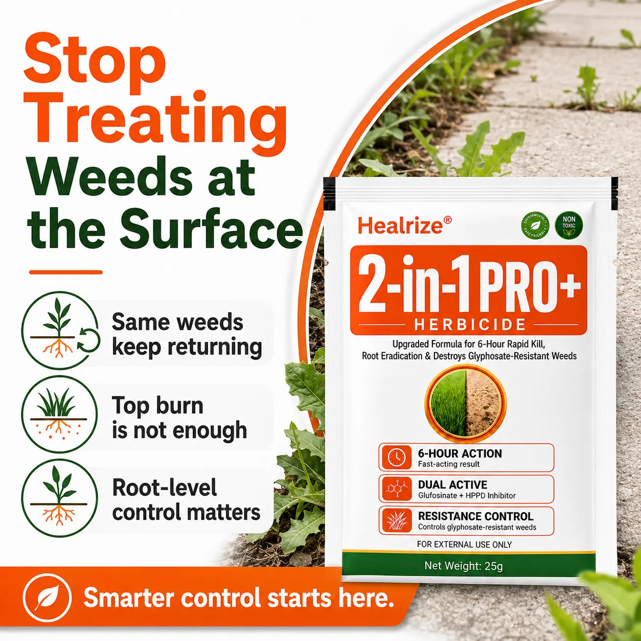 🏆🌱Healrize® Advanced 2-in-1 Pro+ Herbicide | Upgraded Formula for 6-Hour Rapid Kill, Root Eradication & Destroys Glyphosate-Resistant Weeds