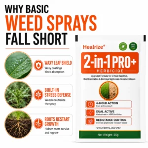 🏆🌱Healrize® Advanced 2-in-1 Pro+ Herbicide | Upgraded Formula for 6-Hour Rapid Kill, Root Eradication & Destroys Glyphosate-Resistant Weeds