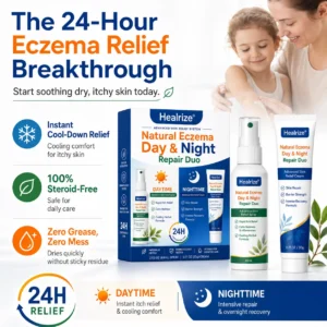 Healrize® Natural Eczema Day & Night Repair Duo – 100% Steroid-Free Soothing for Intense Itch & Barrier Repair