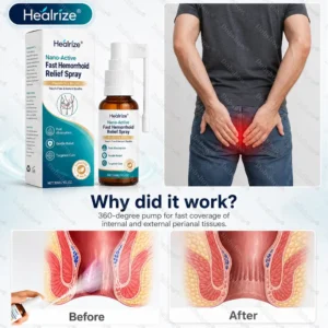 🌿👨⚕️Healrize® Nano-Active Fast Hemorrhoid Relief Spray | Rapid-Dry Micro-Mist with Essential Oils, Touch-Free & Instant Soothe