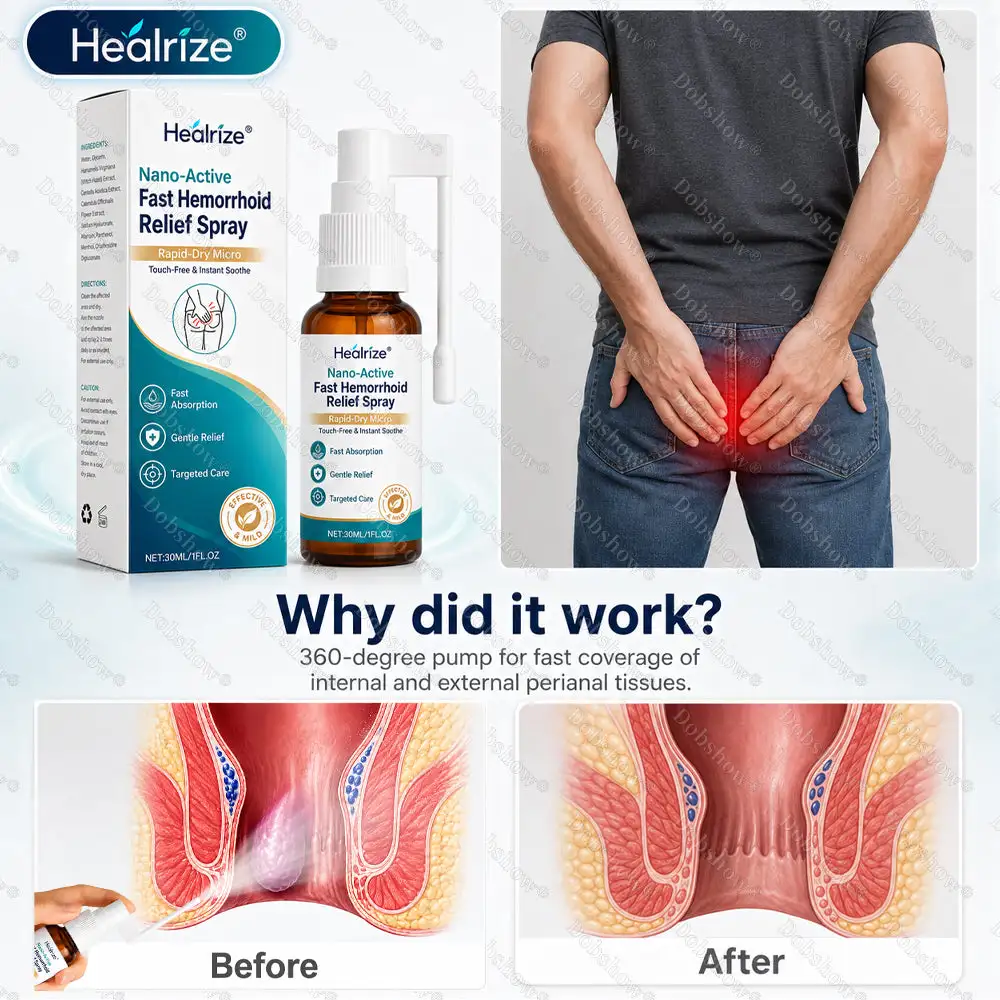 🌿👨⚕️Healrize® Nano-Active Fast Hemorrhoid Relief Spray | Rapid-Dry Micro-Mist with Essential Oils, Touch-Free & Instant Soothe