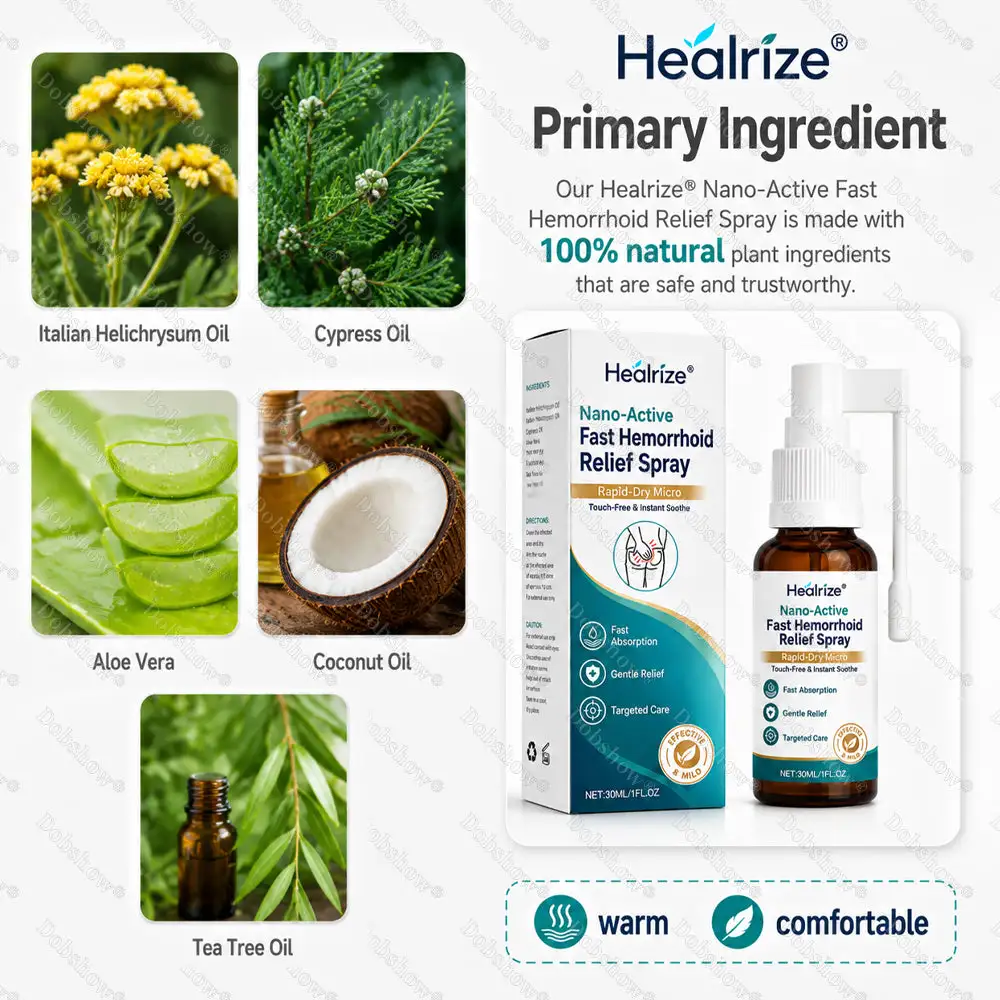 🌿👨⚕️Healrize® Nano-Active Fast Hemorrhoid Relief Spray | Rapid-Dry Micro-Mist with Essential Oils, Touch-Free & Instant Soothe