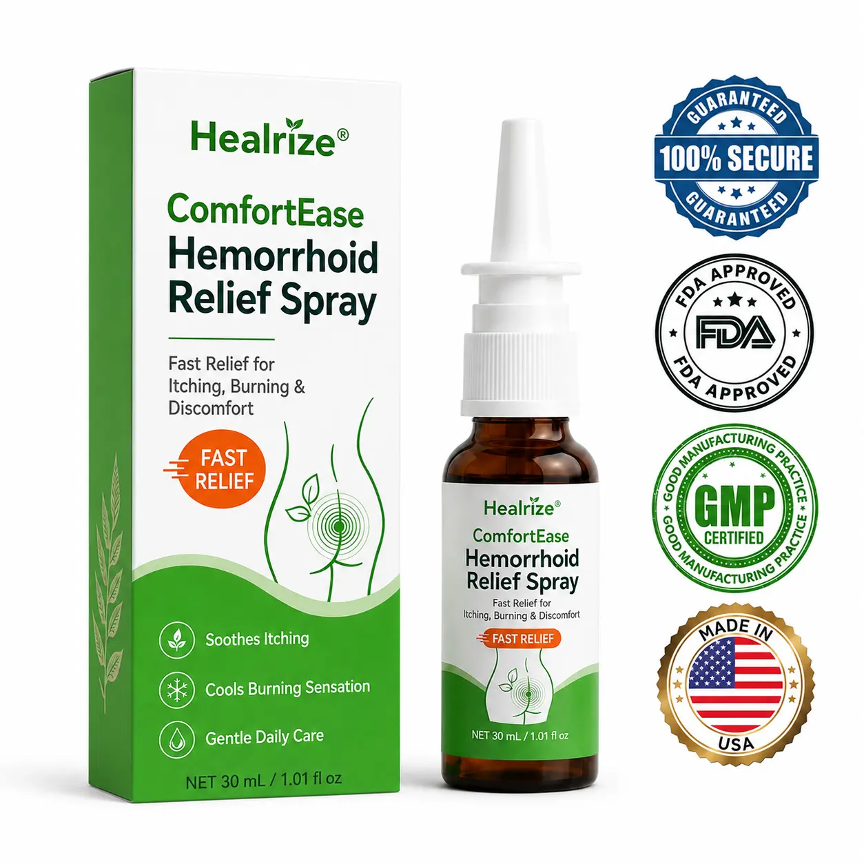 OFFICIAL
BRAND
Healrize® ComfortEase Hemorrhoid Relief Spray 🌿 – Fast Relief for Itching, Burning & Everyday Discomfort