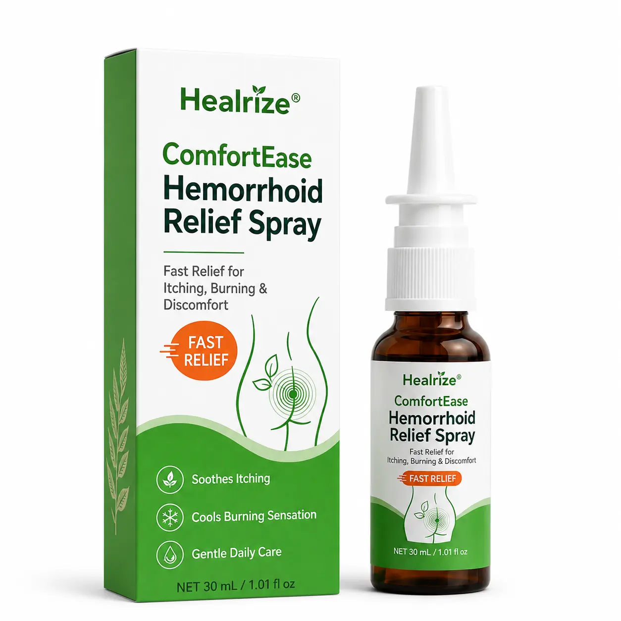 OFFICIAL
BRAND
Healrize® ComfortEase Hemorrhoid Relief Spray 🌿 – Fast Relief for Itching, Burning & Everyday Discomfort