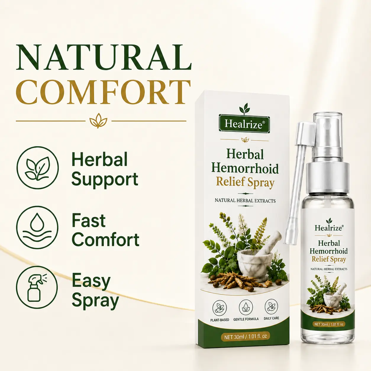 OFFICIAL
BRAND
Healrize® Herbal Hemorrhoid Relief Spray 🌿 (Stops Itching Fast & Supports Internal/External Comfort)