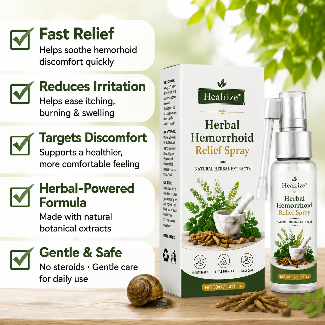 OFFICIAL
BRAND
Healrize® Herbal Hemorrhoid Relief Spray 🌿 (Stops Itching Fast & Supports Internal/External Comfort)