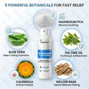 OFFICIAL
BRAND
Healrize® Magnesium Botanic Spray – Advanced Skin Recovery for Psoriasis & Eczema | Rapid Soothing, Steroid-Free