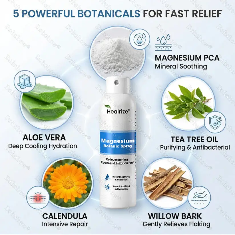 OFFICIAL
BRAND
Healrize® Magnesium Botanic Spray – Advanced Skin Recovery for Psoriasis & Eczema | Rapid Soothing, Steroid-Free