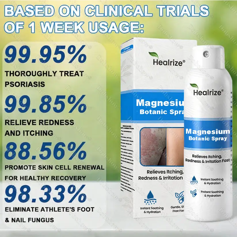 OFFICIAL
BRAND
Healrize® Magnesium Botanic Spray – Advanced Skin Recovery for Psoriasis & Eczema | Rapid Soothing, Steroid-Free