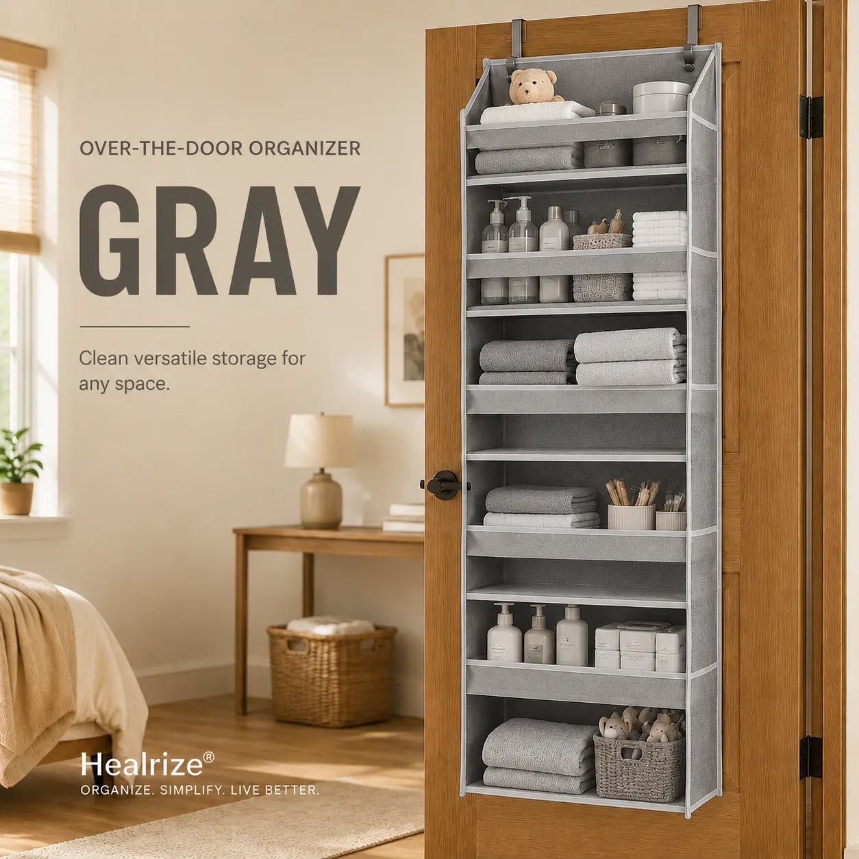 🎁 TODAY’S SPECIAL OFFER | Healrize® Over the Door Organizer with Pockets for Bedroom, Bathroom, Nursery & Closet Storage 🎁