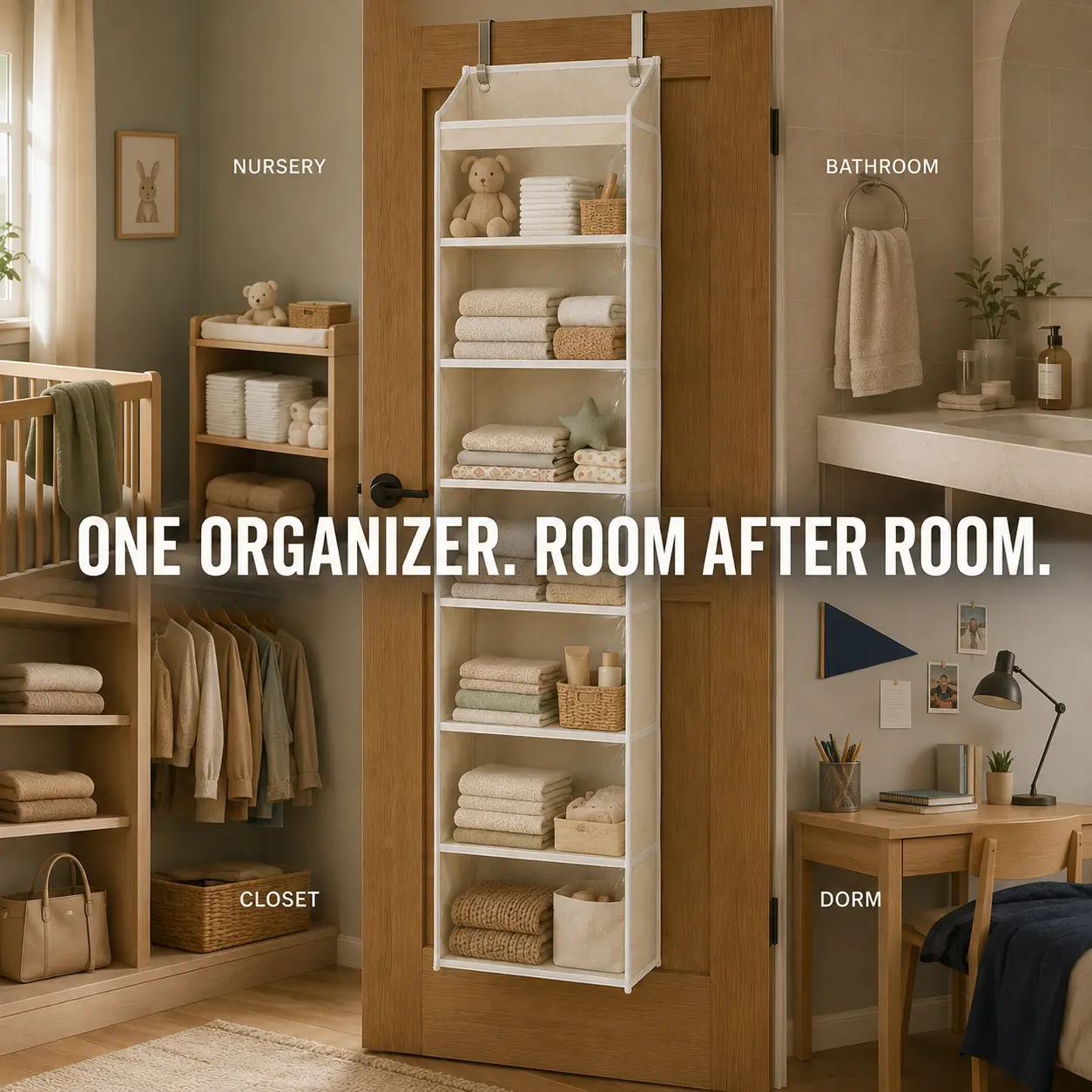 🎁 TODAY’S SPECIAL OFFER | Healrize® Over the Door Organizer with Pockets for Bedroom, Bathroom, Nursery & Closet Storage 🎁